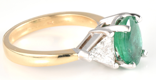 14K Two-Tone Gold Emerald Ring