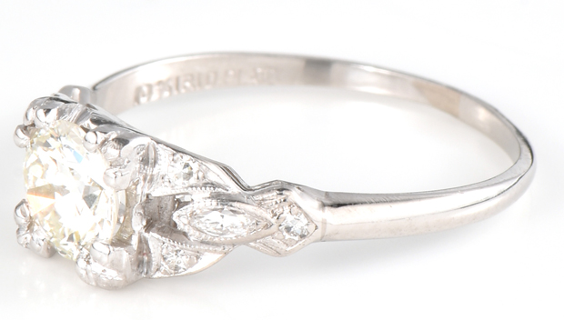Platinum Diamond Ring with a .63 Carat Round Diamond, GIA #2185291518