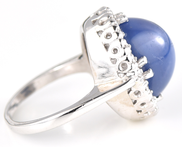 14K White Gold Star Sapphire Ring