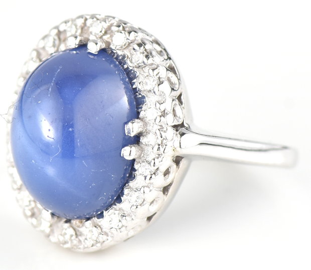 14K White Gold Star Sapphire Ring