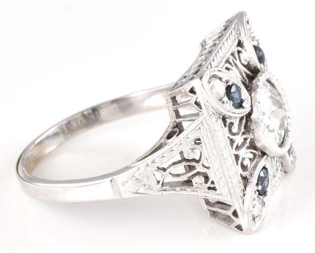 Platinum Sapphire and Diamond Ring