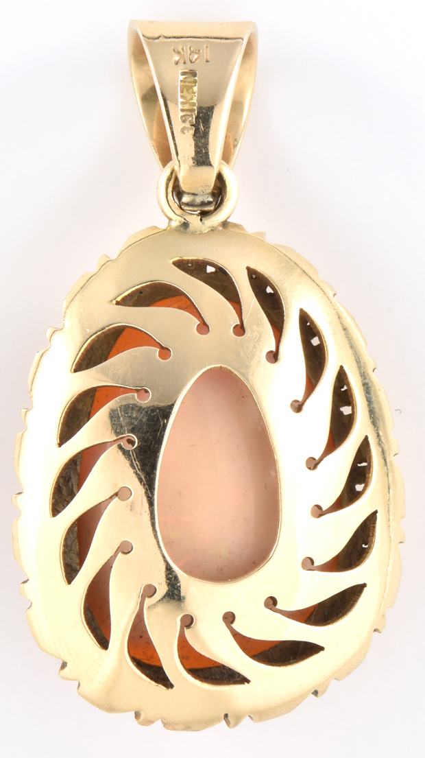 14K Yellow Gold Mexican Jelly Opal Pendant