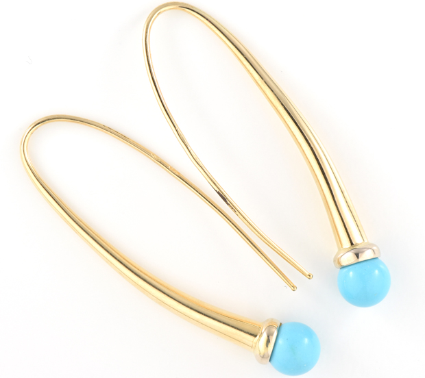 18K Yellow Gold Turquoise Earrings