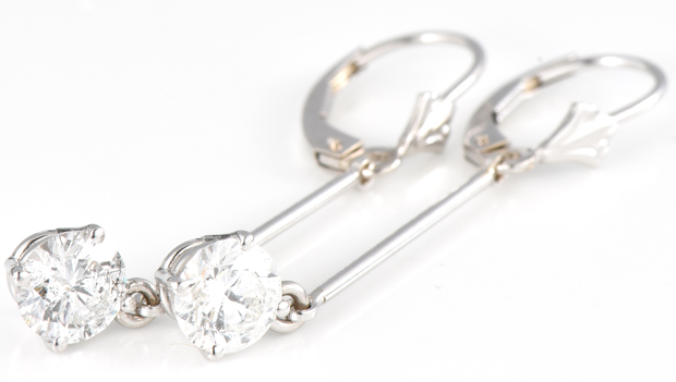 14K White Gold Diamond Earrings