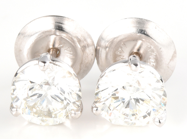 14K White Gold Diamond Stud Earrings