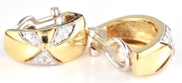 18K Two-Tone Clip-On Earrings