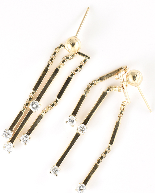 14K Yellow Gold Diamond Earrings