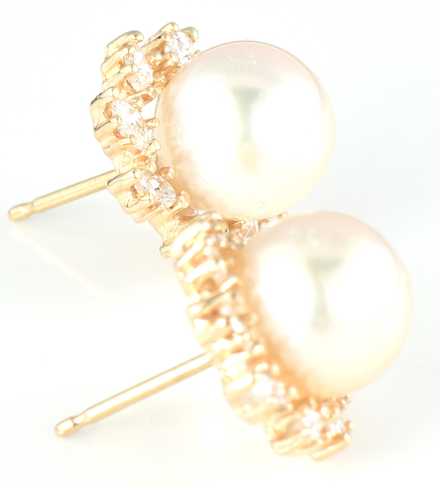 14K Yellow Gold Pearl Earrings