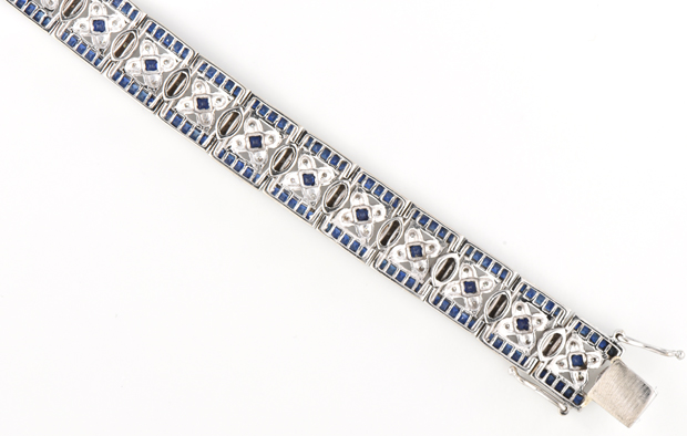 14K White Gold Diamond and Sapphire Bracelet