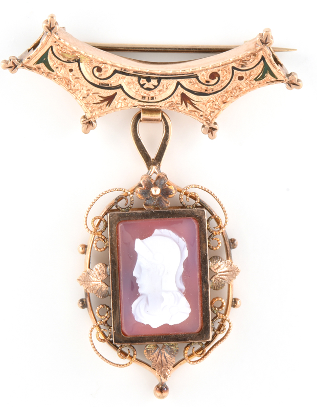 14K Antique Chain and Pendant/Pin Combo
