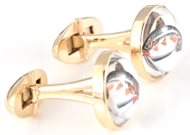 14K Gold and Essex Crystal Cufflinks
