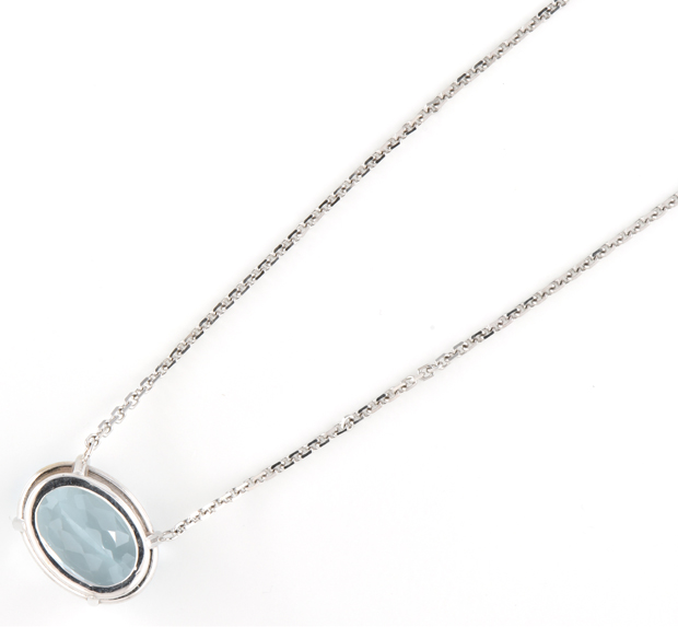 14K White Gold Blue Topaz Pendant, GIA #6167621446