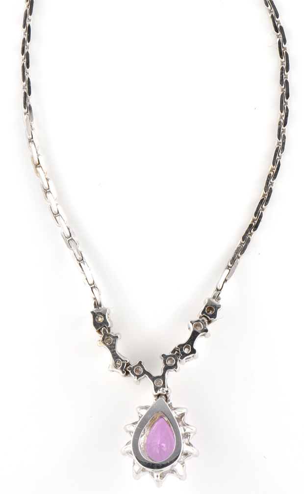 14K White Gold Pink Sapphire Necklace