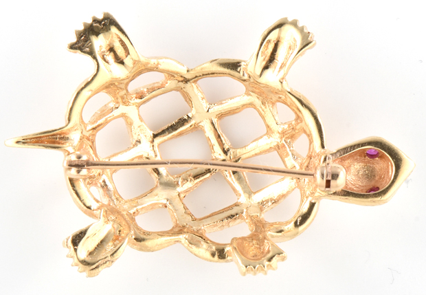 14K Yellow Gold Turtle Pin