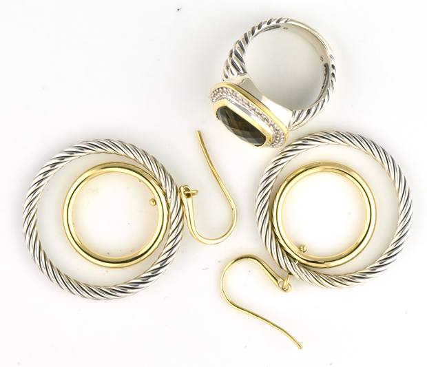 David Yurman Bracelet, Ring and Earrings 