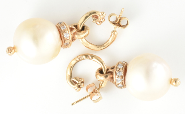 18K Yellow Gold Erica Courtney Pearl Earrings
