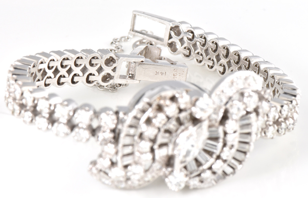 14K White Gold Fancy Diamond Bracelet/Watch