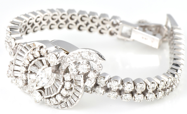 14K White Gold Fancy Diamond Bracelet/Watch