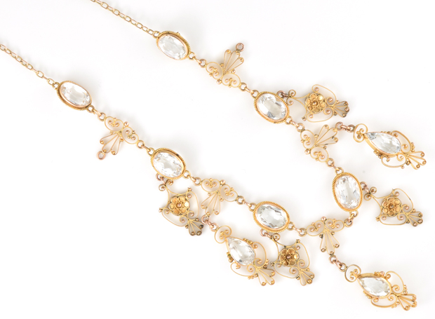 14K Yellow Gold Gemstone Necklace