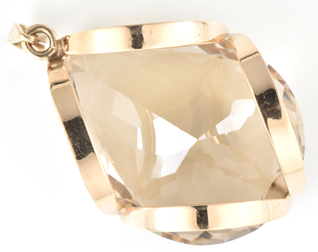 14K Yellow Gold Gemstone Pendant with a Smoky Quartz, GIA #2201347896