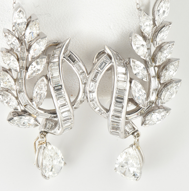 14K White Gold Diamond Earrings with a 1.07 Carat Pear Diamond and 1.10 Carat Pear Diamond, GIA #1206349911 and #2201349919