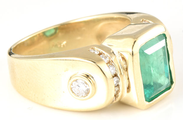 14K Yellow Gold Emerald Ring