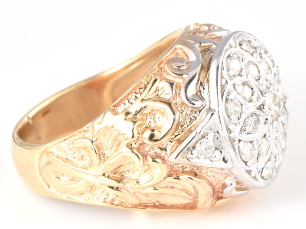 14K Yellow Gold Cluster Ring