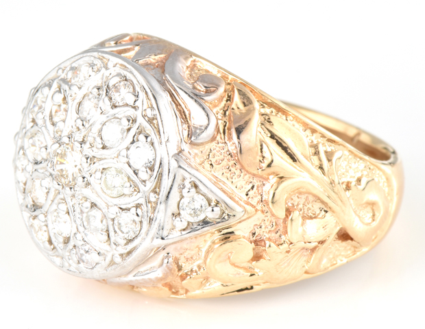 14K Yellow Gold Cluster Ring