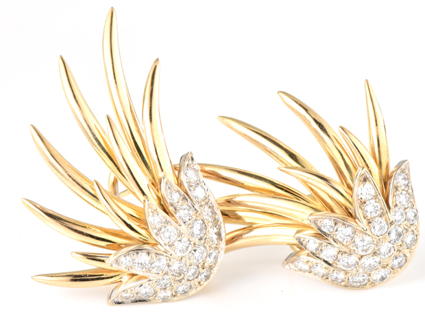 18K Yellow Gold Diamond Earrings