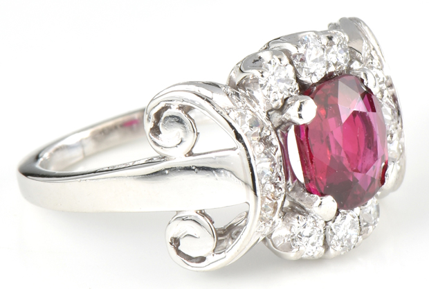 Platinum Ruby and Diamond Ring