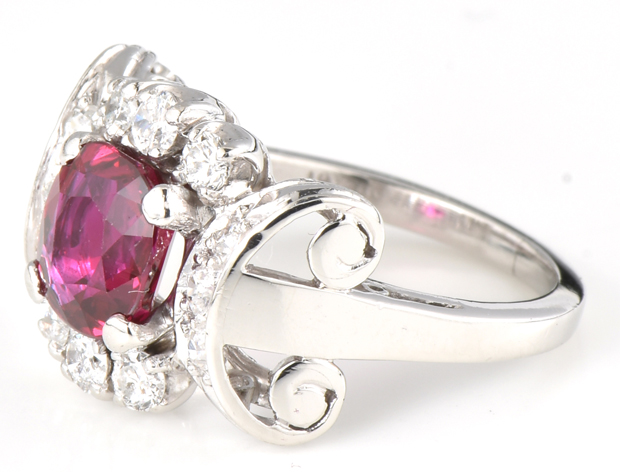 Platinum Ruby and Diamond Ring