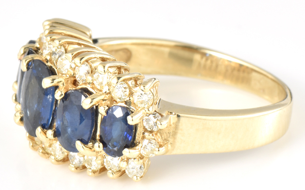 14K Yellow Gold Sapphire and Diamond Ring