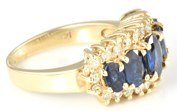 14K Yellow Gold Sapphire and Diamond Ring