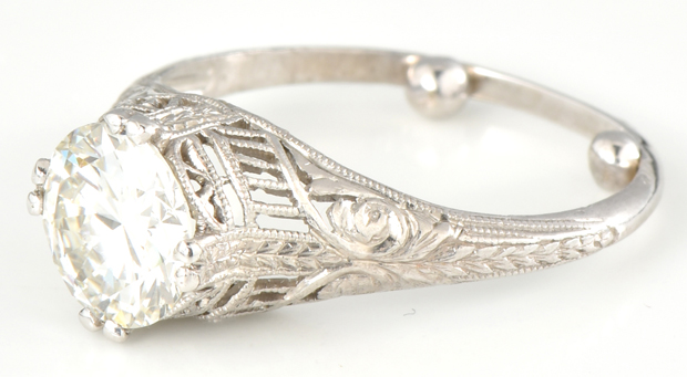 Platinum Diamond Ring with a 1.38 Carat Round Brilliant, GIA #2203322279