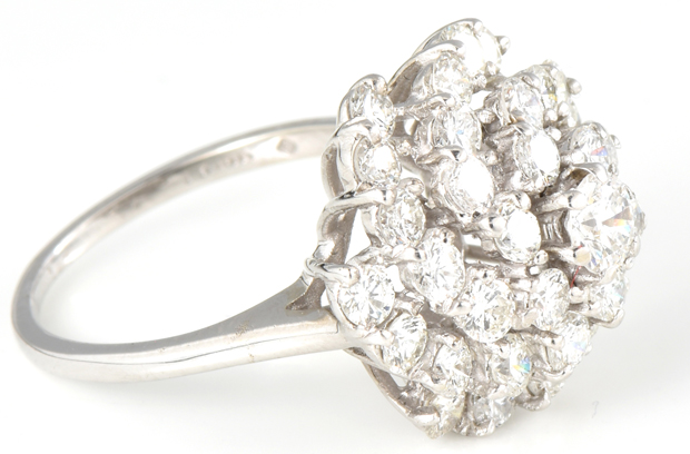 14K White Gold Diamond Cluster Ring
