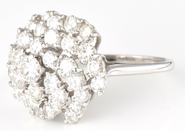 14K White Gold Diamond Cluster Ring