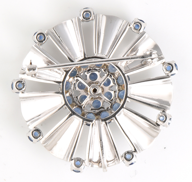 14K White Gold Sapphire Pin