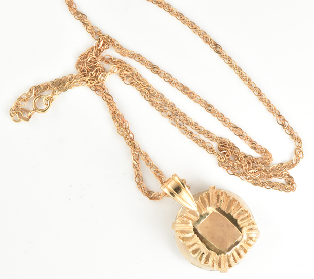 14K Yellow Gold Porcelain Pendant