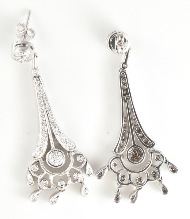 14K White Gold Chandelier Earrings