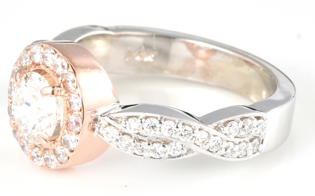 14K Two-Tone Diamond Ring with a .51 Carat Round Brilliant, EGL #2156008325