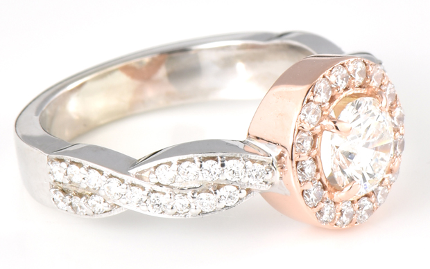 14K Two-Tone Diamond Ring with a .51 Carat Round Brilliant, EGL #2156008325