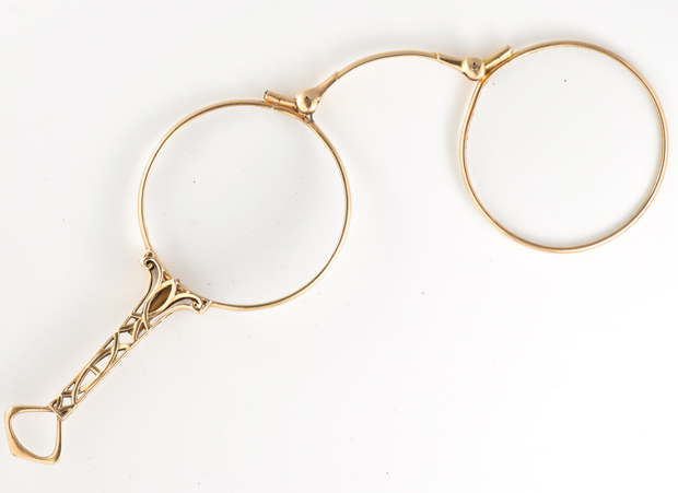 14K Yellow Gold Lorgnette Eyeglasses