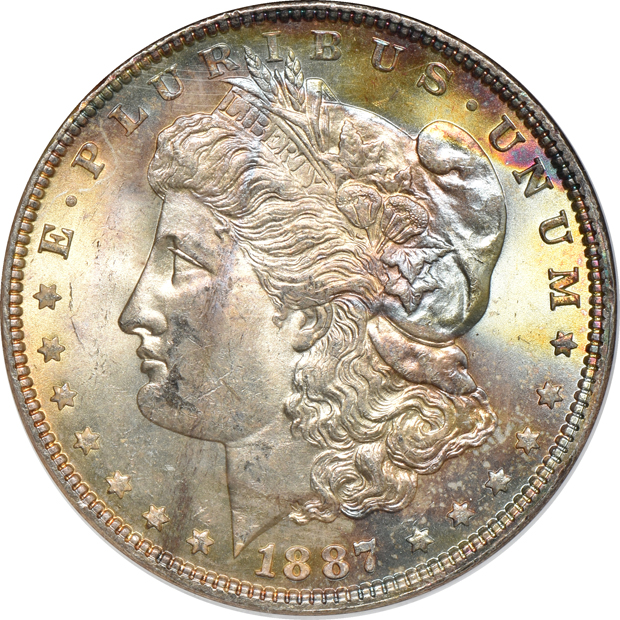 1886 MS-64, 1886 MS-65, and an 1887 MS-63, all NGC