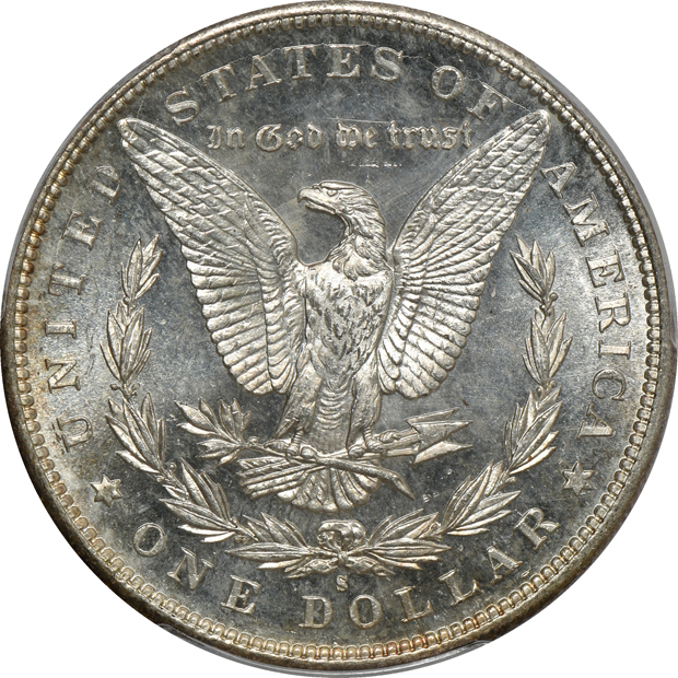 1885-S MS-64, and an 1897-S MS-65, both PCGS
