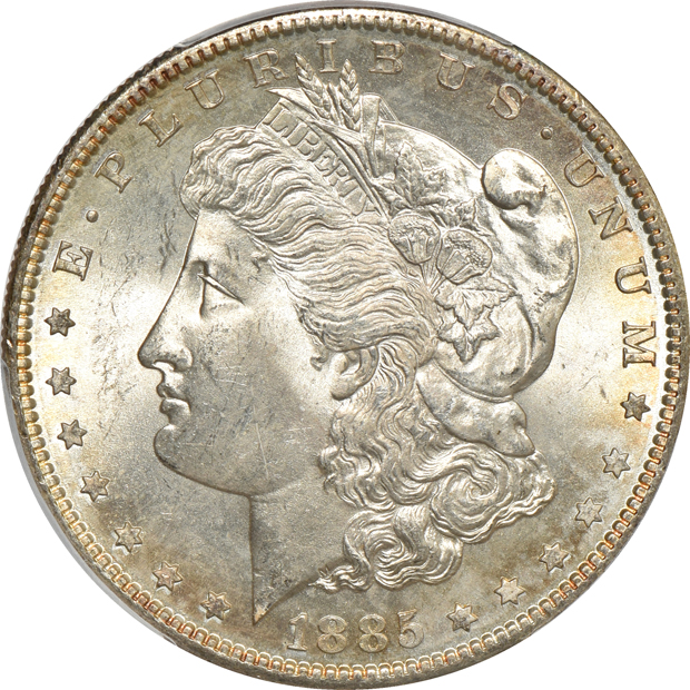 1885-S MS-64, and an 1897-S MS-65, both PCGS