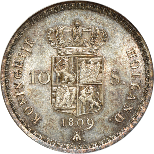 Netherlands - 1909 10 stuivers - NGC MS-64 (no line)