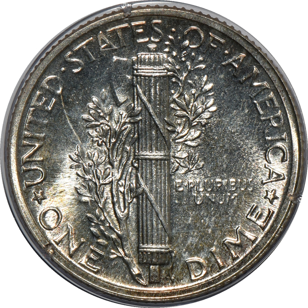 1937-D Buffalo nickel MS-64, 1942 Mercury dime PR-64, and a 1951 Franklin half-dollar PR-65, all PCGS (rattler) GOLD CAC