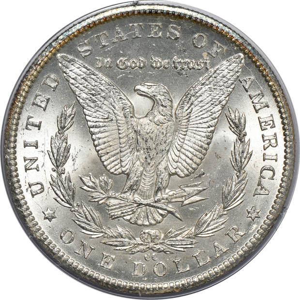 1883-CC MS-64, 1884-CC MS-63, and an 1884-CC MS-63PL, all PCGS (rattler) CAC