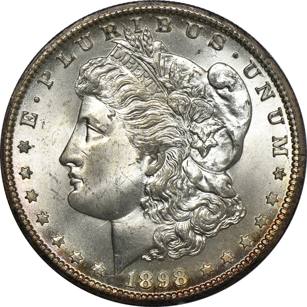 Eight Morgan silver dollars, all PCGS MS-64 (rattler) CAC