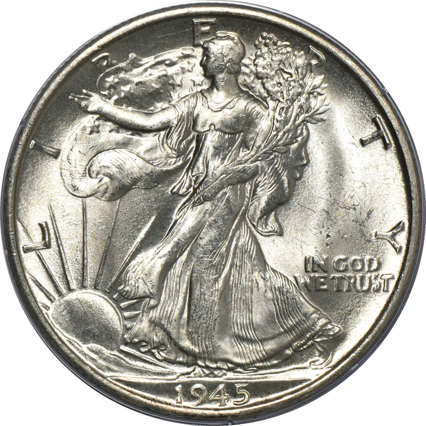 Four half-dollars and a two-cent piece, all PCGS (four rattler, one doily) CAC